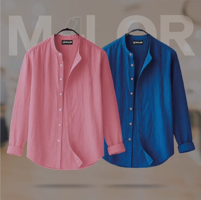 Band Collar Premium Shirt 2 Pcs Combo - Image 1