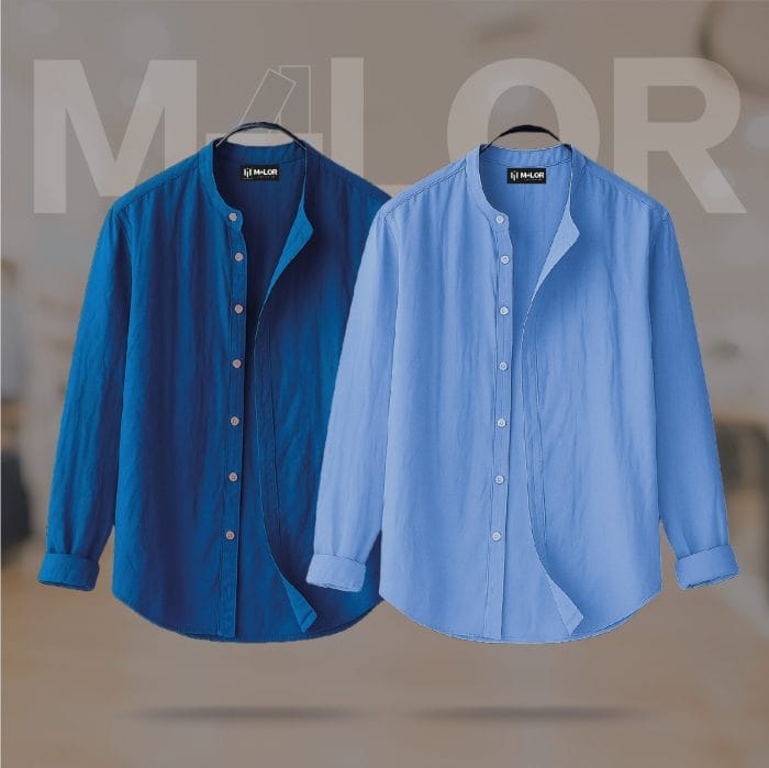 Band Collar Premium Shirt 2 Pcs Combo - Image 1