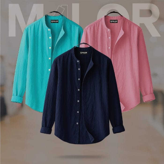 WhatsApp Image 2025-09-02 at 00.01.23_f81dd958 Band Collar Premium Shirt - 3 Pcs Combo - Image 1