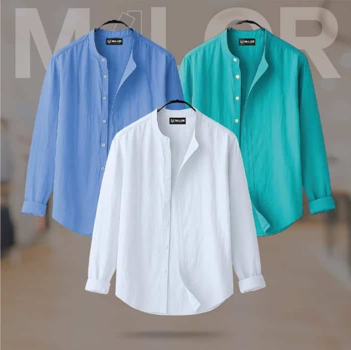 Band Collar Premium Shirt - 3 Pcs Combo - Image 1