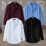 4 Pcs Combo-Band Collar Premium Shirt