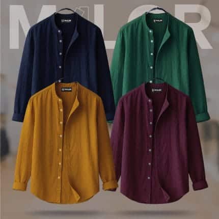 4 Pcs Combo-Band Collar Premium Shirt