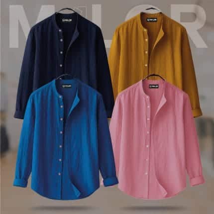 4 Pcs Combo-Band Collar Premium Shirt