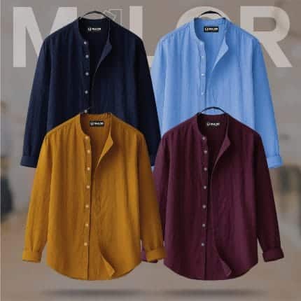 4 Pcs Combo-Band Collar Premium Shirt