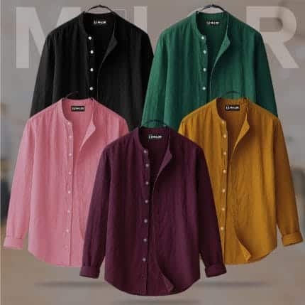 5 Pcs Combo-Band Collar Premium Shirt