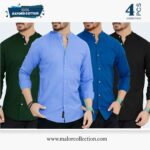 4 Pcs Combo-Band Collar Premium Shirt