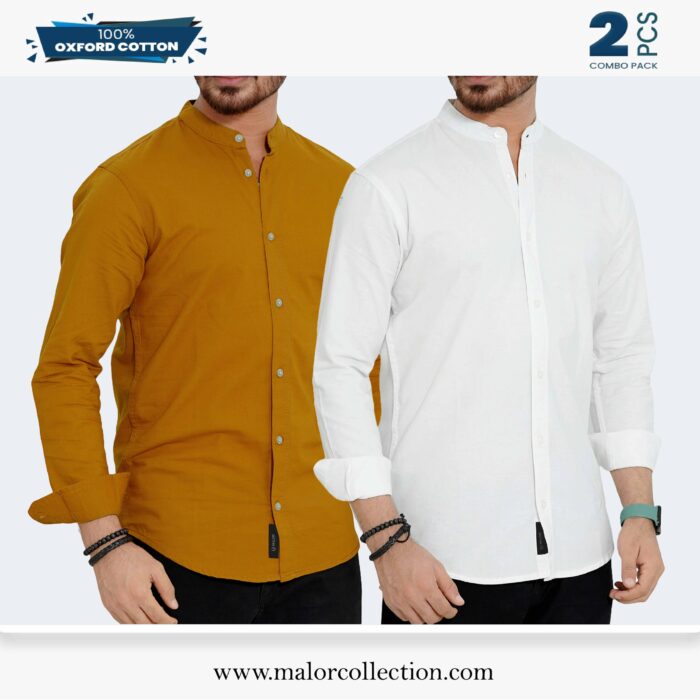 2 Pcs Combo-Band Collar Premium Shirt - Image 1