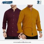 2 Pcs Combo-Band Collar Premium Shirt