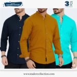 3 Pcs Combo-Band Collar Premium Shirt