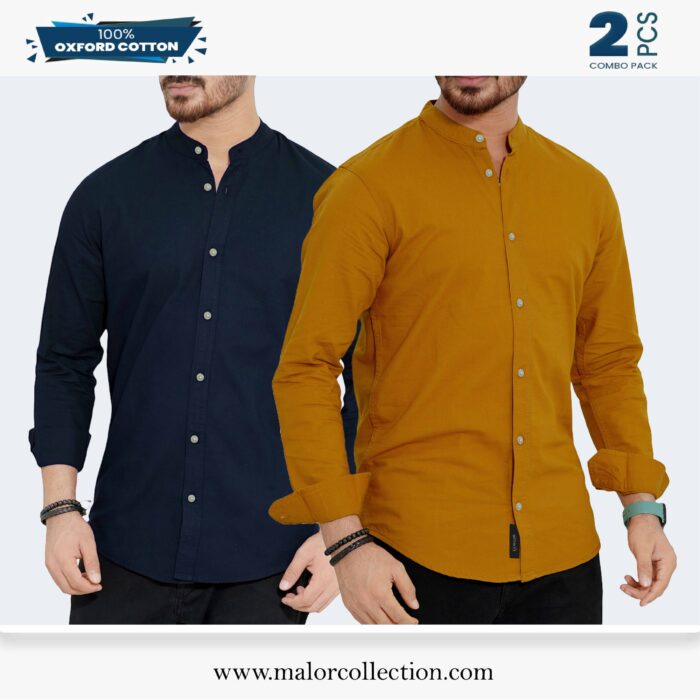 2 Pcs Combo-Band Collar Premium Shirt - Image 1