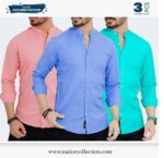 3 Pcs Combo-Band Collar Premium Shirt