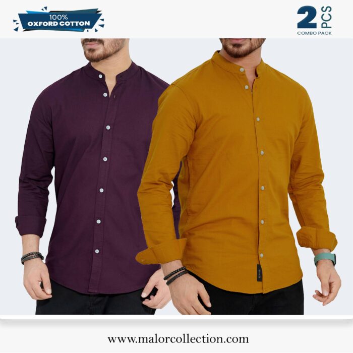 2 Pcs Combo-Band Collar Premium Shirt - Image 1