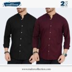 2 Pcs Combo-Band Collar Premium Shirt