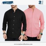 2 Pcs Combo-Band Collar Premium Shirt