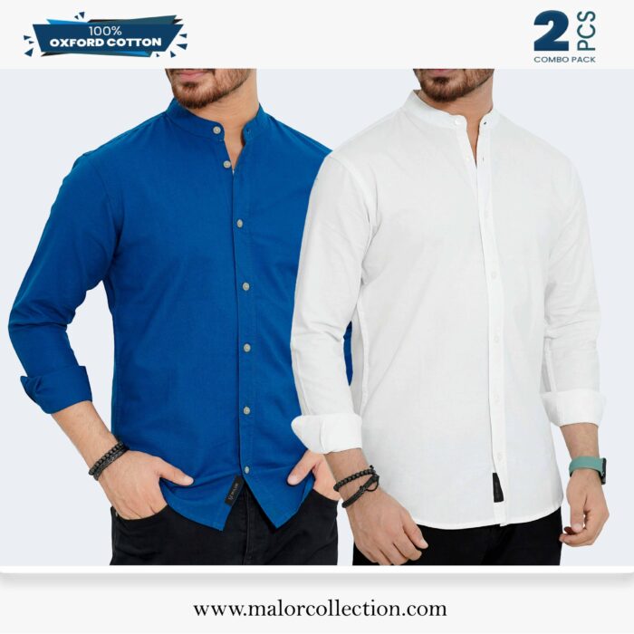 2 Pcs Combo-Band Collar Premium Shirt - Image 1