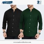 2 Pcs Combo-Band Collar Premium Shirt