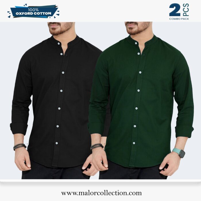 2 Pcs Combo-Band Collar Premium Shirt - Image 1