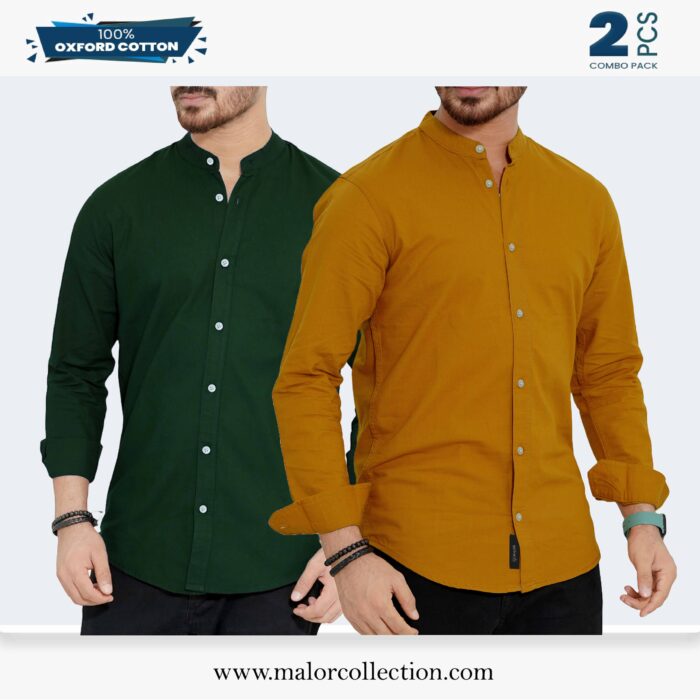 2 Pcs Combo-Band Collar Premium Shirt - Image 1