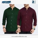 2 Pcs Combo-Band Collar Premium Shirt