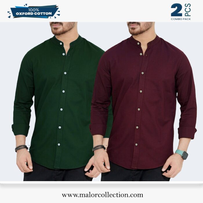 2 Pcs Combo-Band Collar Premium Shirt - Image 1