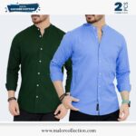 2 Pcs Combo-Band Collar Premium Shirt