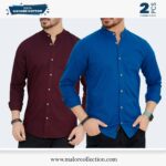 2 Pcs Combo-Band Collar Premium Shirt