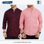 2 Pcs Combo-Band Collar Premium Shirt