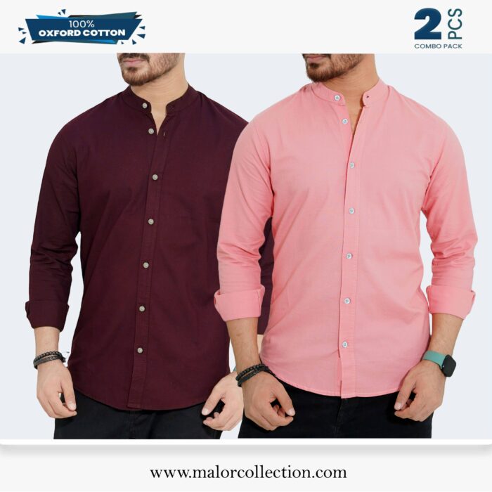 2 Pcs Combo-Band Collar Premium Shirt - Image 1