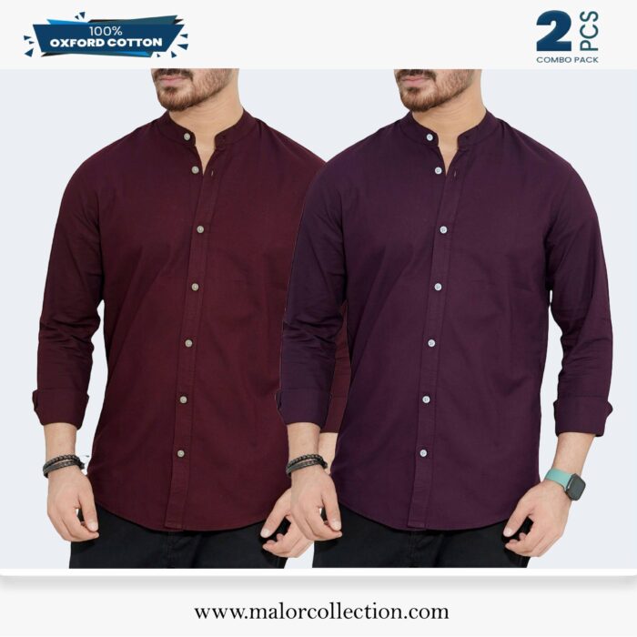 2 Pcs Combo-Band Collar Premium Shirt - Image 1