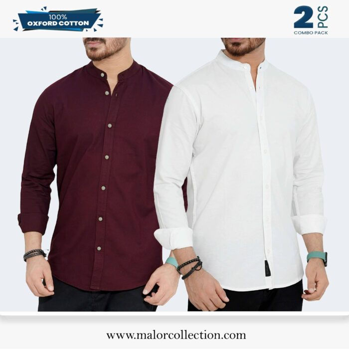2 Pcs Combo-Band Collar Premium Shirt - Image 1
