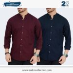 2 Pcs Combo-Band Collar Premium Shirt