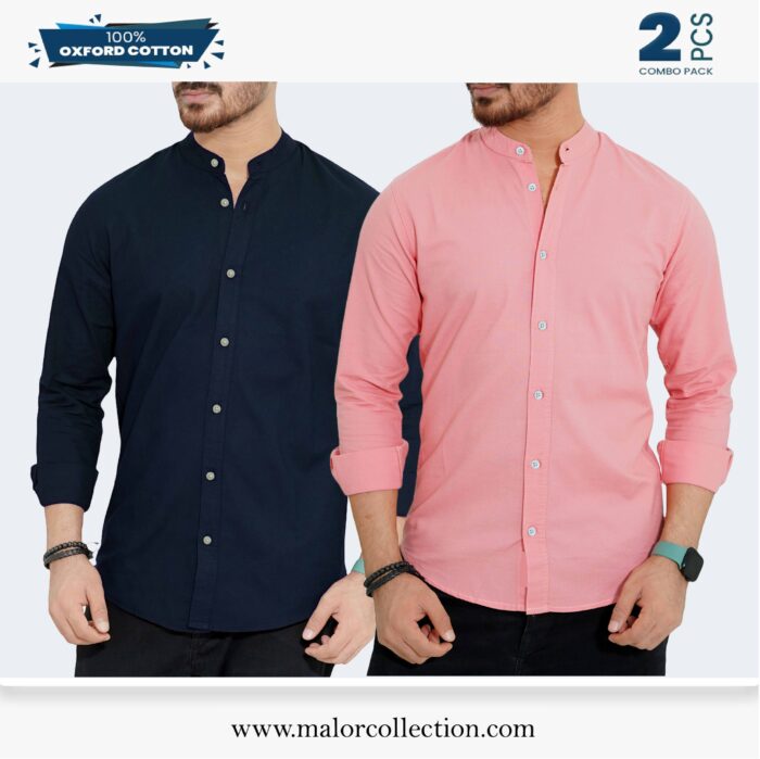 2 Pcs Combo-Band Collar Premium Shirt - Image 1
