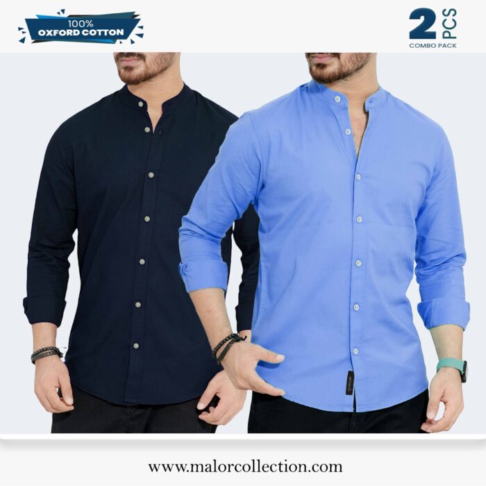2 Pcs Combo-Band Collar Premium Shirt - Image 1