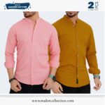 2 Pcs Combo-Band Collar Premium Shirt