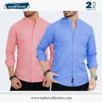 2 Pcs Combo-Band Collar Premium Shirt