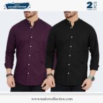 2 Pcs Combo-Band Collar Premium Shirt