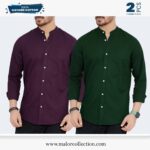 2 Pcs Combo-Band Collar Premium Shirt
