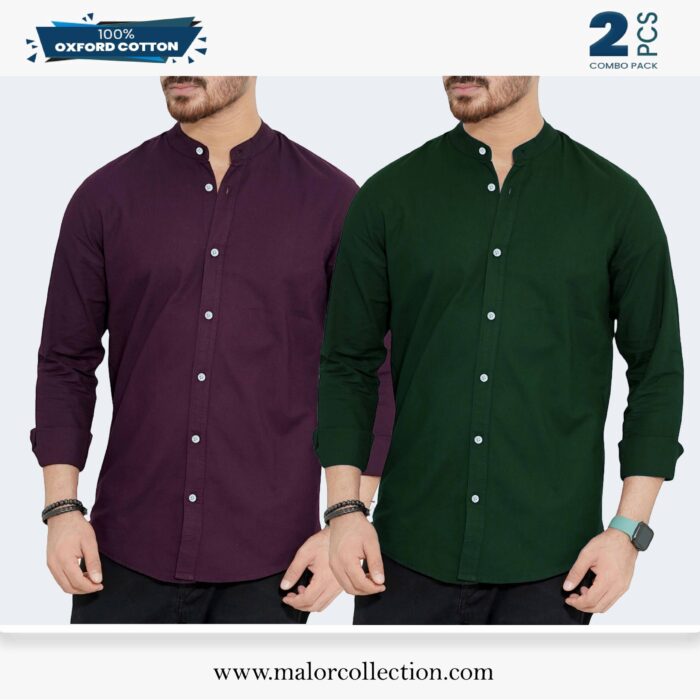 2 Pcs Combo-Band Collar Premium Shirt - Image 1