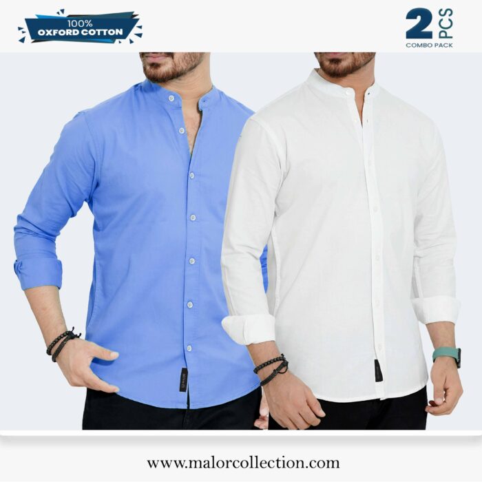 2 Pcs Combo-Band Collar Premium Shirt - Image 1