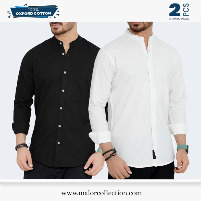 2 Pcs Combo-Band Collar Premium Shirt - Image 1